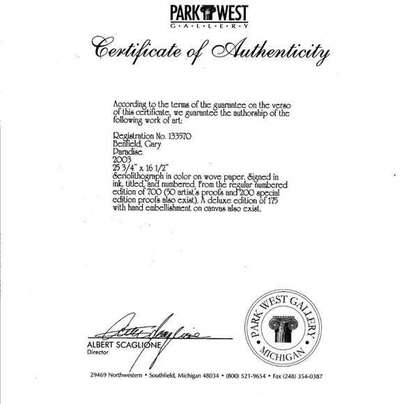 Framed "Paradise" by Gary Benfield Seriolithograph - Picture 10 of 10